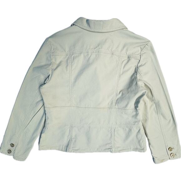 J. Jill Khaki Fitted Button Front Unlined Cotton/Spandex Jacket Beige Women M - Picture 7 of 9